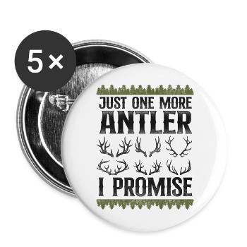 Buck Deer Hunting Hunter Vintage - Buttons groß 56 mm (5er Pack) - Weiß - Vorne