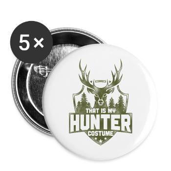 Buck Deer Hunting Hunter Halloween - Buttons groß 56 mm (5er Pack) - Weiß - Vorne