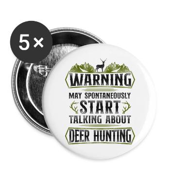 Buck Deer Hunting Hunter Vintage - Buttons large 2.2''/56 mm (5-pack) - white - Front