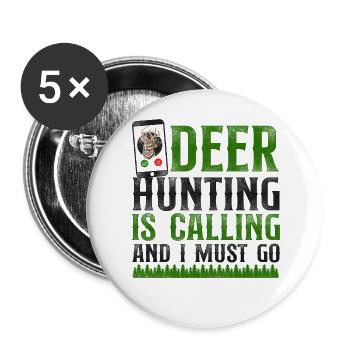 Buck Deer Hunting Hunter Phone - Buttons large 2.2''/56 mm (5-pack) - white - Front
