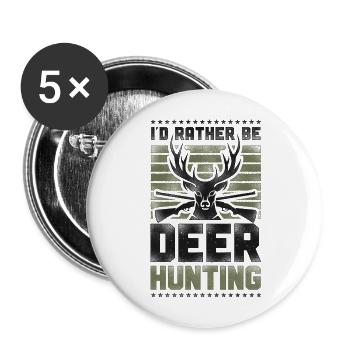 Buck Deer Hunting Hunter Vintage - Lot de 5 grands badges (56 mm) - blanc - Devant
