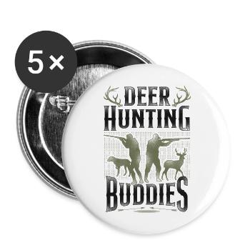 Buck Deer Hunting Hunter Vintage - Lot de 5 grands badges (56 mm) - blanc - Devant