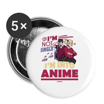 I Love Anime - Buttons large 2.2''/56 mm (5-pack) - white - Front
