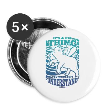 Pig Pig PigLet Sow Pigs Gift - Buttons large 2.2''/56 mm (5-pack) - white - Front
