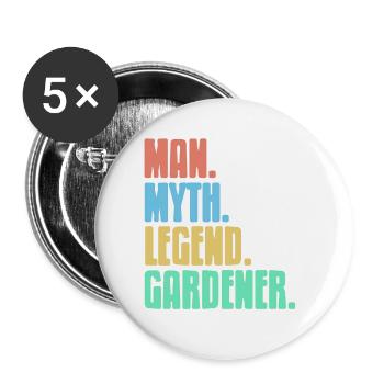 One. Myth. Laying. Gardener. Retro Gardening - Buttons large 2.2''/56 mm (5-pack) - white - Front
