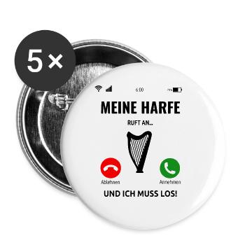 Harfenspieler Harfe Musik Saiteninstrument Idee - Buttons groß 56 mm (5er Pack) - Weiß - Vorne