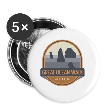 Great Ocean Walk - Australie - Lot de 5 grands badges (56 mm) - blanc - Devant