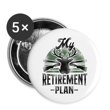 Buck Deer Hunting Hunter Retired - Buttons large 2.2''/56 mm (5-pack) - white - Front