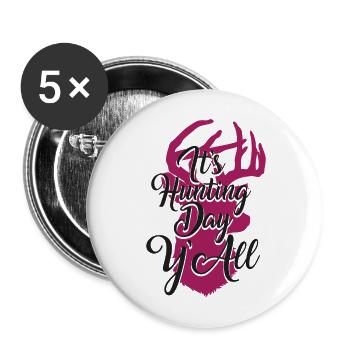 Buck Deer Hunting Hunter Girl - Buttons large 2.2''/56 mm (5-pack) - white - Front