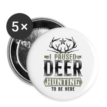 Buck Deer Hunting Hunter Vintage - Buttons large 2.2''/56 mm (5-pack) - white - Front