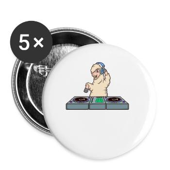 Cartoon Lama DJ am Turntable - Buttons groß 56 mm (5er Pack) - Weiß - Vorne
