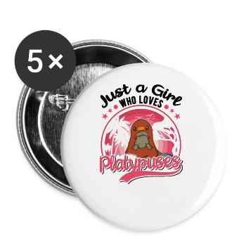 Schnabeltier Mädchen Platypus - Buttons groß 56 mm (5er Pack) - Weiß - Vorne