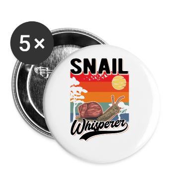 Schneckenflüsterer Schnecke Snail Whisperer - Buttons groß 56 mm (5er Pack) - Weiß - Vorne