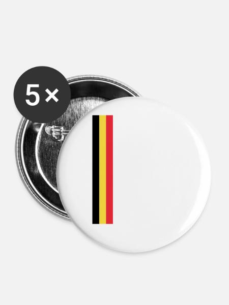 Belgische Fahne Belgien Flagge Belgier Belgierin - Buttons groß 56 mm (5er Pack) - Weiß