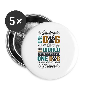 Sauver One Dogs World Animal Rescue, Dog House - Lot de 5 grands badges (56 mm) - blanc - Devant
