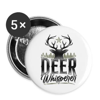 Buck Deer Hunting Hunter Vintage - Buttons groß 56 mm (5er Pack) - Weiß - Vorne