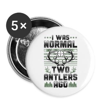 Buck Deer Hunting Hunter Vintage I - Lot de 5 grands badges (56 mm) - blanc - Devant