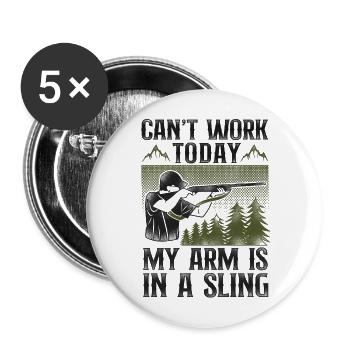 Buck Deer Hunting Hunter Vintage - Buttons groß 56 mm (5er Pack) - Weiß - Vorne