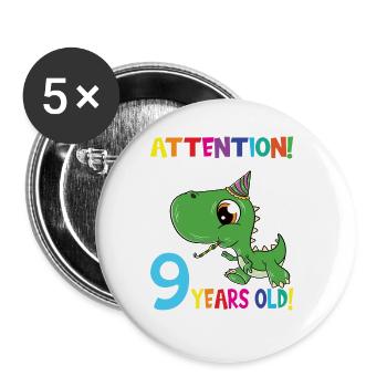 Dino Birthday I Am Now 5 Years Old - Buttons large 2.2''/56 mm (5-pack) - white - Front