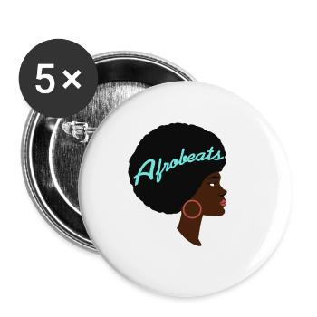 Afrobeats Awesome Afro Lady Afrobeats T-Shirt - Buttons groß 56 mm (5er Pack) - Weiß - Vorne