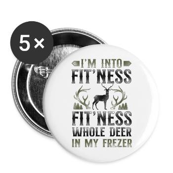 Buck Deer Hunting Hunter Vintage - Buttons groß 56 mm (5er Pack) - Weiß - Vorne