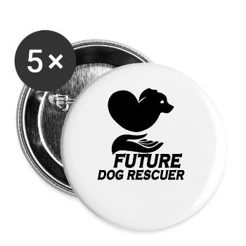 SAUVETAGE DE CHIEN DROITS DES ANIMAUX SAUVETAGE ADOPTION DE CHIENS DE SAUVETAGE - Lot de 5 grands badges (56 mm) - blanc - Devant
