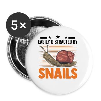 Easily distracted by Snails Schnecke - Buttons groß 56 mm (5er Pack) - Weiß - Vorne