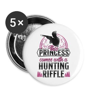 Buck Deer Hunting Hunter Girl - Buttons groß 56 mm (5er Pack) - Weiß - Vorne