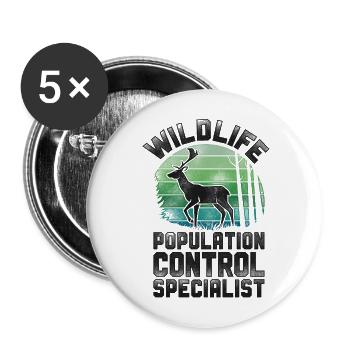 Buck Deer Hunting Hunter Vintage - Buttons large 2.2''/56 mm (5-pack) - white - Front