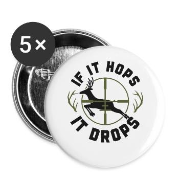 Buck Deer Hunting Hunter Vintage - Buttons groß 56 mm (5er Pack) - Weiß - Vorne