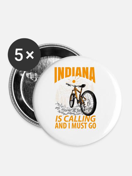 Indiana reisen geschenk - Buttons groß 56 mm (5er Pack) - Weiß
