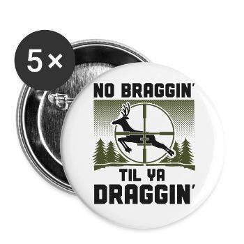 Buck Deer Hunting Hunter Vintage - Buttons large 2.2''/56 mm (5-pack) - white - Front