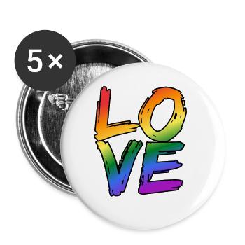 LGBT GAY Lesbisch Pride Geschenk - Buttons groß 56 mm (5er Pack) - Weiß - Vorne