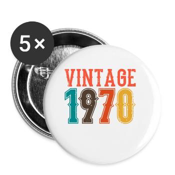 Geburtstag Papa Vintage 1970 - Buttons groß 56 mm (5er Pack) - Weiß - Vorne