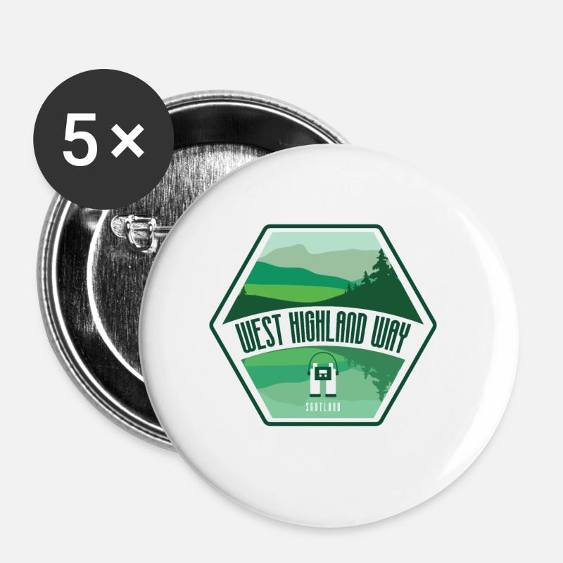 West Highland Way - Scotland - Buttons large 2.2''/56 mm (5-pack) - white