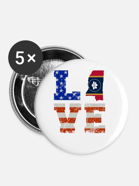Liebes-mississippi-geschenk - Buttons groß 56 mm (5er Pack) - Weiß