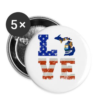 Cher cadeau du drapeau Michigan Us - Lot de 5 grands badges (56 mm) - blanc - Devant