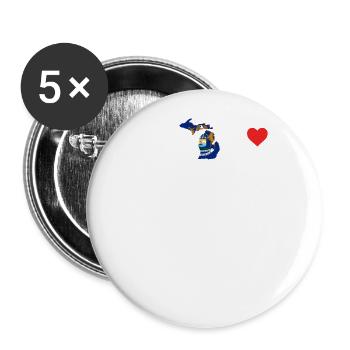 Michigan heartbeat gift - Buttons large 2.2''/56 mm (5-pack) - white - Front