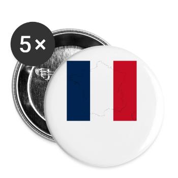 Frankreich Paris Eiffelturm Französische Fahne Fun - Buttons groß 56 mm (5er Pack) - Weiß - Vorne