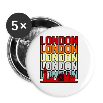 London Lustige Geschenkidee - Buttons groß 56 mm (5er Pack) - Weiß - Vorne