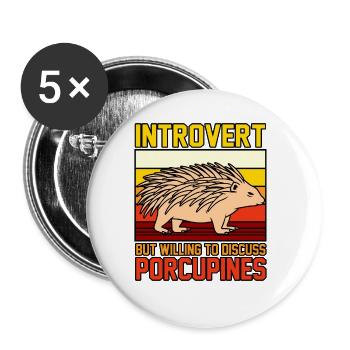 Stachelschwein Umarmung Geschenkidee - Buttons groß 56 mm (5er Pack) - Weiß - Vorne