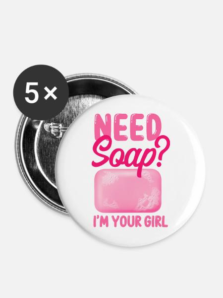 Soap Making Crafting Need Soap? - Buttons groß 56 mm (5er Pack) - Weiß