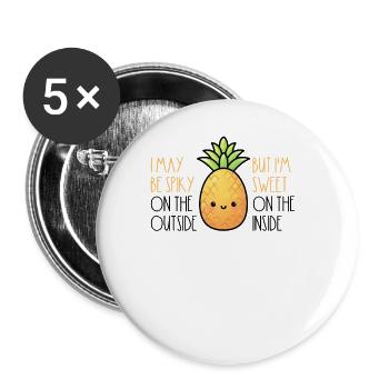 Süße Ananas Urlaub Hawaii Tropisch Spruch Sommer - Buttons groß 56 mm (5er Pack) - Weiß - Vorne