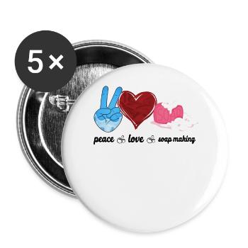 Fabrication de savon Artisanat Paix Amour - Lot de 5 grands badges (56 mm) - blanc - Devant