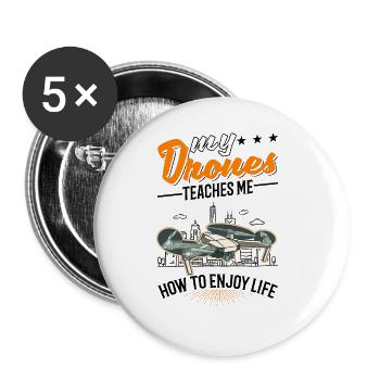 My Drones teaches me how to enjoy life Drohne - Buttons groß 56 mm (5er Pack) - Weiß - Vorne