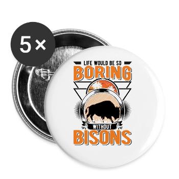 Buffalo Cadeau Bison Eau Buffalo Buffalo - Lot de 5 grands badges (56 mm) - blanc - Devant