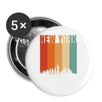 New York Skyline Geschenk - Buttons groß 56 mm (5er Pack) - Weiß - Vorne