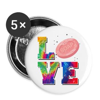 Fabrication de savon Artisanat Tie Dye Amour - Lot de 5 grands badges (56 mm) - blanc - Devant