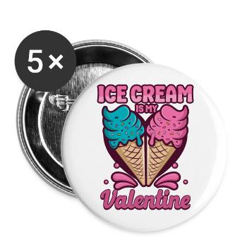 Crème glacée Cône de la Saint-Valentin - Lot de 5 grands badges (56 mm) - blanc - Devant