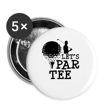 Lassen Sie Uns T-stück Golf-spieler-golfspieler - Buttons groß 56 mm (5er Pack) - Weiß - Vorne